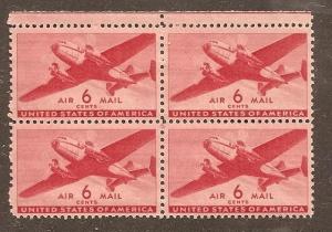 C25 6c Transport issue mint block of four