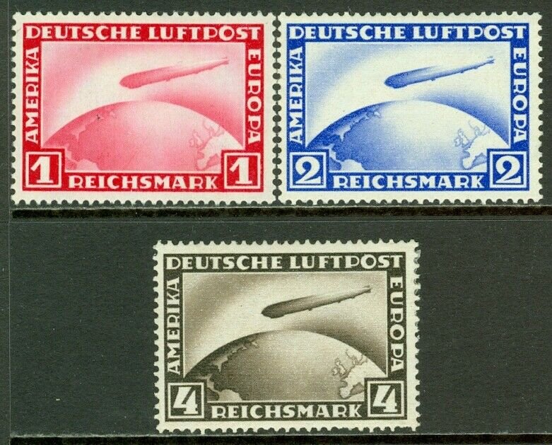 EDW1949SELL : GERMANY 1929-31 Scott #C35-37 Complete set. VF, Mint OG. Cat $90.