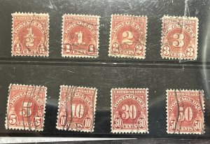 US Postage Due Set of 8 #J79-86 used