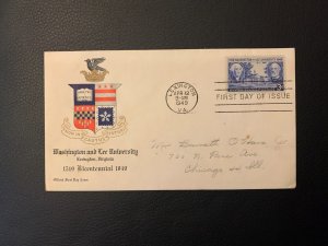 SCOTT # 982, FDC COVER OF WASHINGTON & LEE UNIVERSITY YEAR 1949