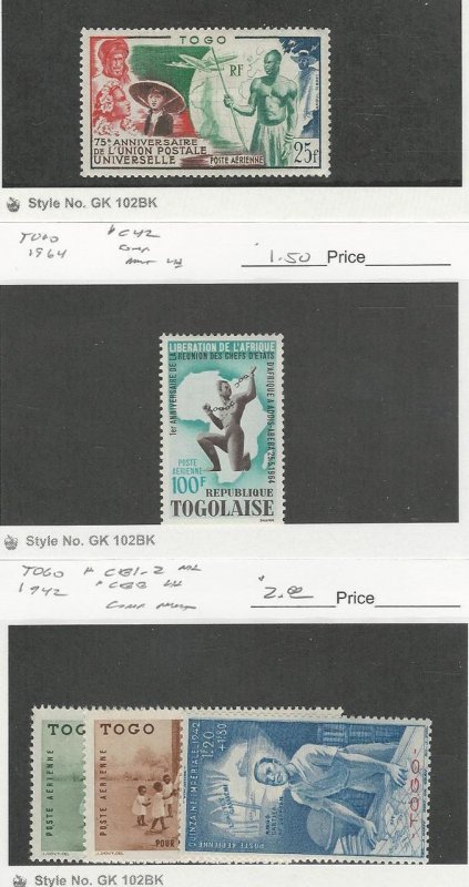 Togo, Postage Stamp, #C18, C42, CB1-2,CB3 Mint Hinged, 1942-64