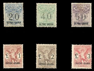 Italian Colonies, Oltre Giuba #Sass. 1-6 Cat€500, 1925 Vaglia, set of six, ...