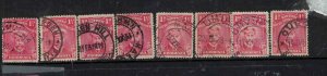 Rhodesia 1d Admiral X 8 Town Cancels VFU (6glq) 