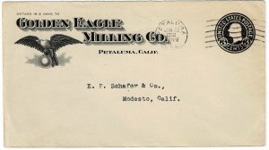 1918 Petaluma, Calif. cancel on cover for Golden Eagle Milling Co., EKU cancel