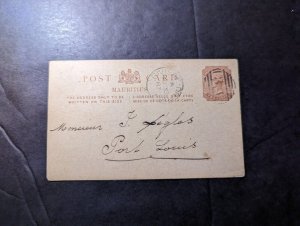 1887 British Mauritius Postcard Cover Riviera to Port Louis