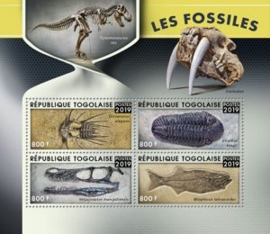 Togo - 2019 Fossils on Stamps - 4 Stamp Sheet - TG190102a