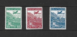 BULGARIA - 1932 AIR POST JUNKERS PLANE & MONASTERY - SCOTT C12 TO C14 - MNH