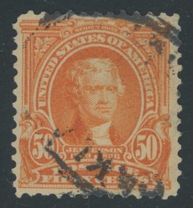 USA 310 - 50 cent Jefferson - F/VF Used - face free cancel