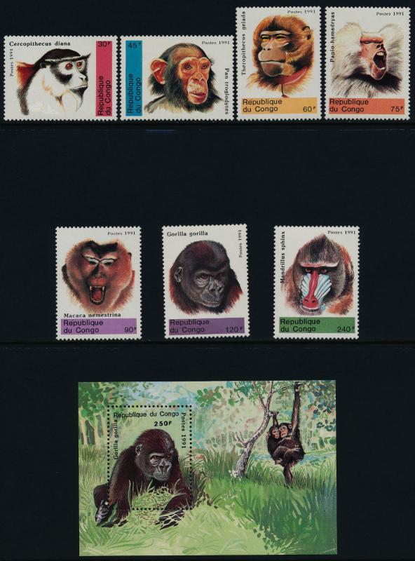 Congo PR 951-8 MNH Primates