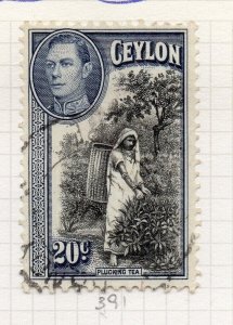 Ceylon 1938 GVI Early Issue Fine Used 20c. NW-206755