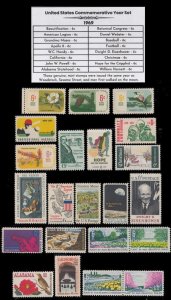 1969 Complete Mint Set of Vintage Commemorative Stamps