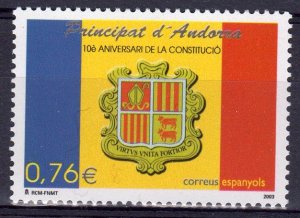 Andorra 2003 SPANISH CONSTITUTION Anniversary 1v Perforated MInt (NH)