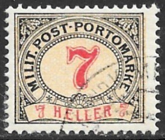 BOSNIA AND HERZEGOVINA 1904 7h Perf.12 1/2 x13 Postage Due Sc J7a VFU