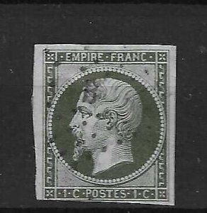 FRANCE 1860 Empire Franc Napoleon 1c deep bronze-green - 40287