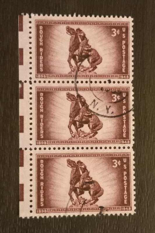 US Scott #973 Used Strip / Pair Of (3) Stamps VF 1948