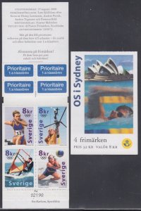 SWEDEN Sc # 2395a-d MNH BOOKLET of 4 DIFF -  2000 SUMMER OLYMPICS in SYDNEY