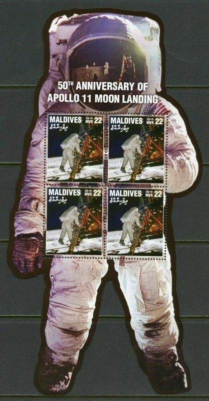 MALDIVES 2019 50th ANNIVERSARY  OF APOLLO 11 MOON  LANDING  SHEET III  MINT NH