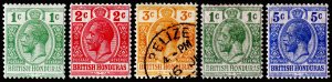 British Honduras Scott 75-77, 85, 87 (1913-17) Mint/Used F-VF, CV $16.90 C