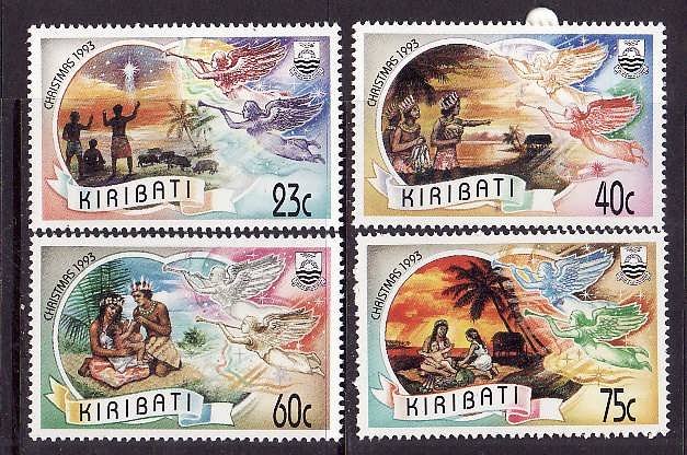 Kiribati-Sc#613-6-Unused NH set-Christmas-Angels-1993-please note that there is