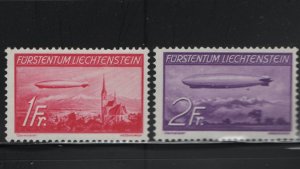 LIECHTENSTEIN C15-C16 MNH, 1936 Airship Hindenburg