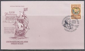 Cocos (Keeling) Is. Scott 261 FDC - Columbus Discovery of America