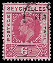 Seychelles #54 Used LH; 6c King Edward VII - wmk 3 (1906)