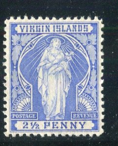 BRITISH VIRGIN ISLANDS; 1899 early classic St. Ursula issue Mint hinged 2.5d.