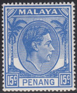 Malaya Penang 1949-52 MH Sc #13 15c George VI