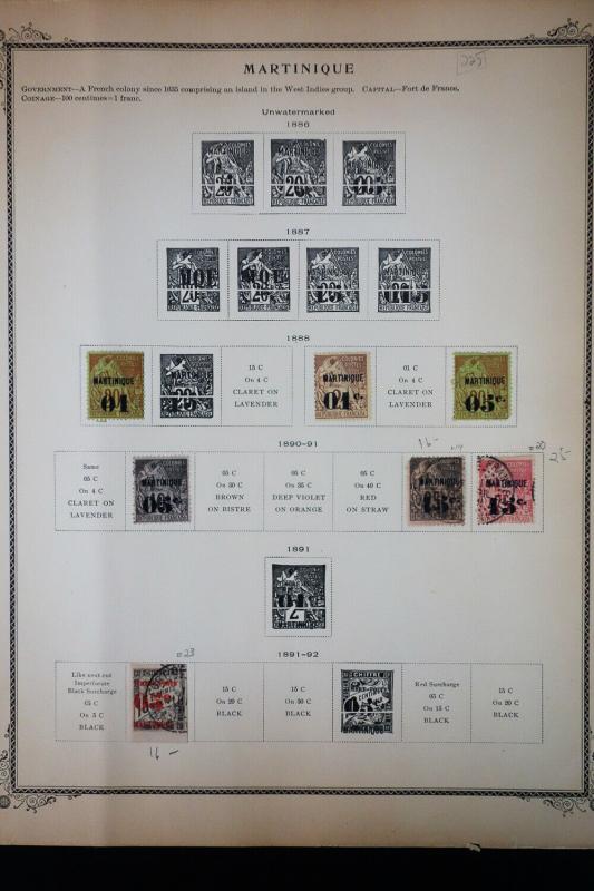 Martinique 1800's to 1940's Stamp Collection