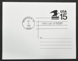 1990 US Sc. #CVUX1 FDC Merrifield, VA Computer Vended Postal Buddy Postal Card