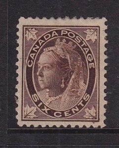 CANADA 1897 6C VICTORIA LEAF ISSUE SC #71 MINT LH CAT $130