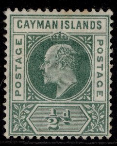 CAYMAN ISLANDS EDVII SG3a, ½d green, M MINT. Cat £300. DENTED FRAME