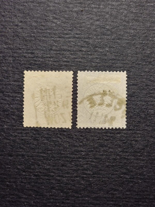 Germany Deutsche Reichspost Large Shield Eagle Stamps 1872 #19 #20