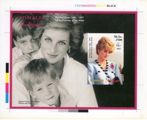 Somalia 2002 Diana,Princess of Wales S/S # 4 FINAL CHROMALIN COLOR PROOF !!!