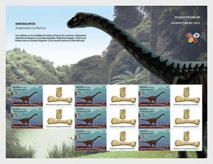 Spain 2023 JUVENIA Teruel Dinosaurs Aragosaurus Ischiaticus sheetlet MNH