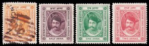 India - Indore Scott 4-7 (1889-92) Mint/Used H F-VF, CV $19.95 C