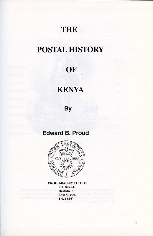 The Postal History Of Kenya di Edward B. Proud