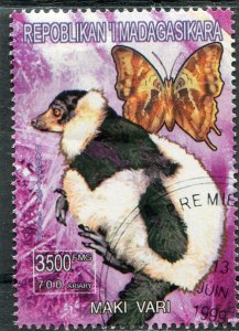 Malagasy 1999 MONKEY & BUTTERFLY 1 value Perforated Fine Used VF
