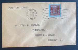 1942 Guernsey Channel Islands Occupation England First Day Cover #N5 Blue Paper