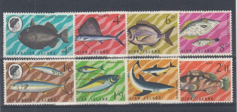 ASCENSION (MM151) # 118-125 VF-MH  VARd,sh 1968-69 VARIOUS MARINE LIFE STAMPS