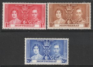 Montserrat Scott 89/91 - SG98/100, 1937 Coronation Set MH*