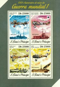 Sao Tome 2014 - Beginning of World War I, 100 Years - Sheet of 4 - MNH