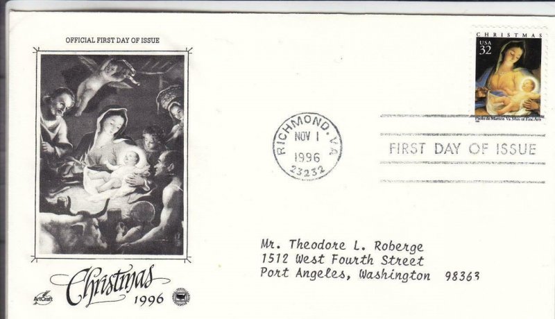 1996, Christmas-MaDonna & Child, Artcraft/PCS, FDC (D15550)