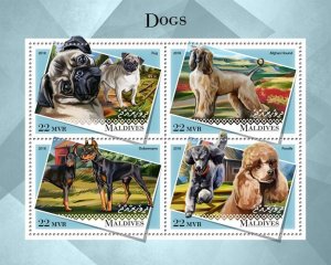 MALDIVES - 2018 - Dogs - Perf 4v Sheet - Mint Never Hinged