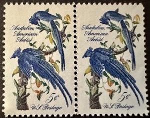 US # 1241 John James Audubon pairn 5c 1963 Mint NH