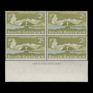 South Georgia 1963 (MNH) 2s Shackleton's Cross imprint block ✔️