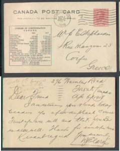 Canada-cover #4558-2c Admiral stationery to Greece-York Cty-Toronto,Ont-Apr 6 19