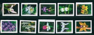 US Scott # 5445 - 5454 Beautiful Wild Orchids / Set of 10 Singles From Pane