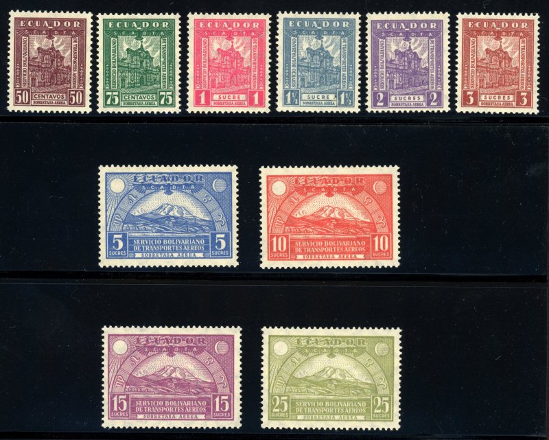 ECUADOR Scott #C16-25 Complete Set of 10 Mint NH SCV $581 (55220)