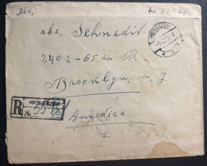 1937 Hrubieszow Poland Registered Cover To Brooklyn NJ Usa Back Stamps Control S